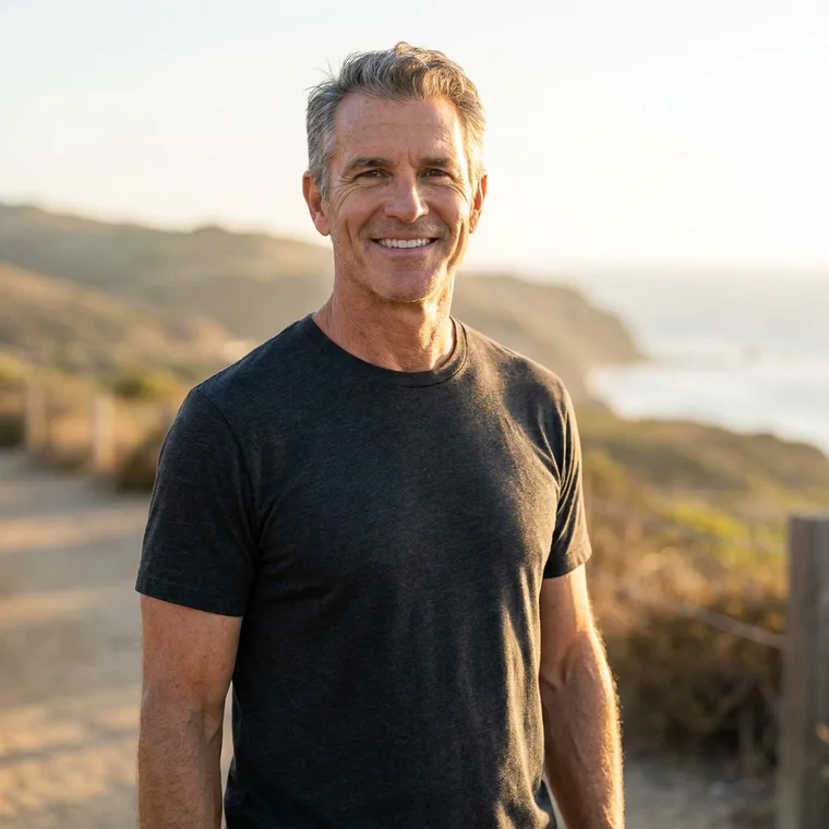 Healthy, active man in his fifties looking strong and confident